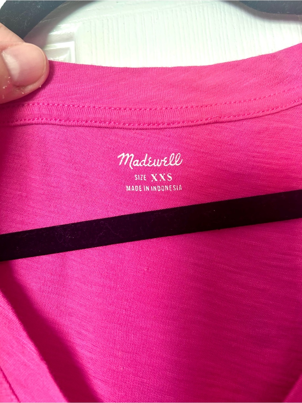 Madewell True Hot Pink 100% Cotton V-Neck Short Sleeve Tee Top XXS